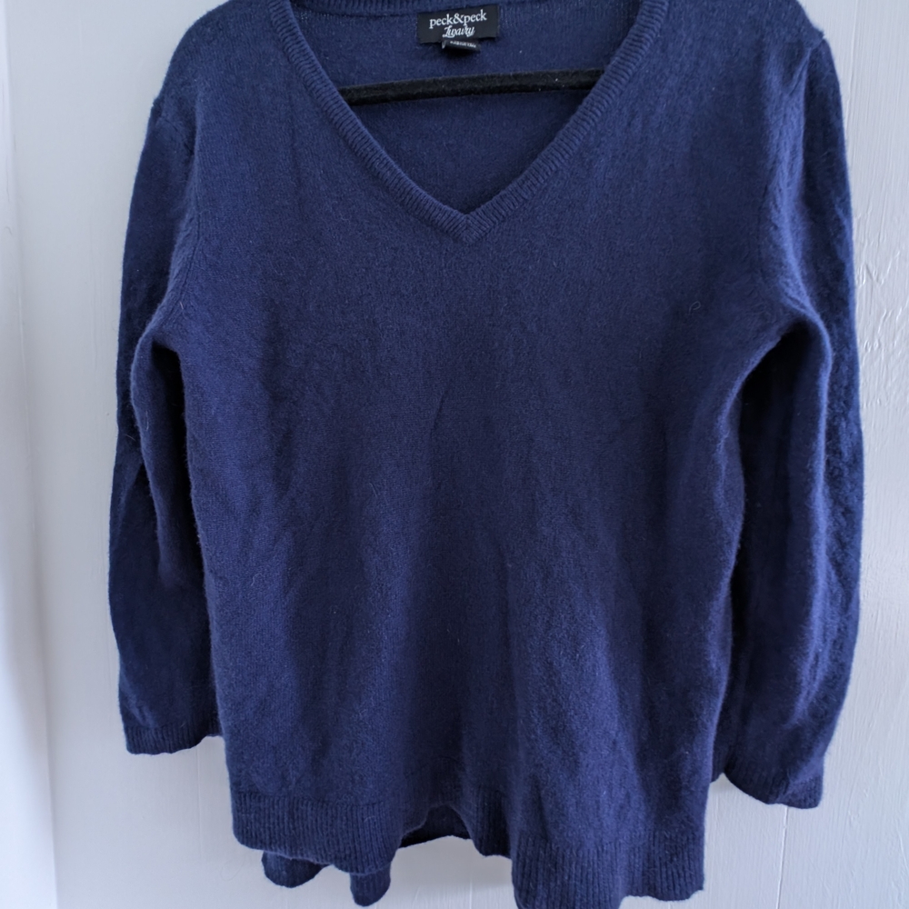 Peck & Peck Deep Blue V-Neck Sweater